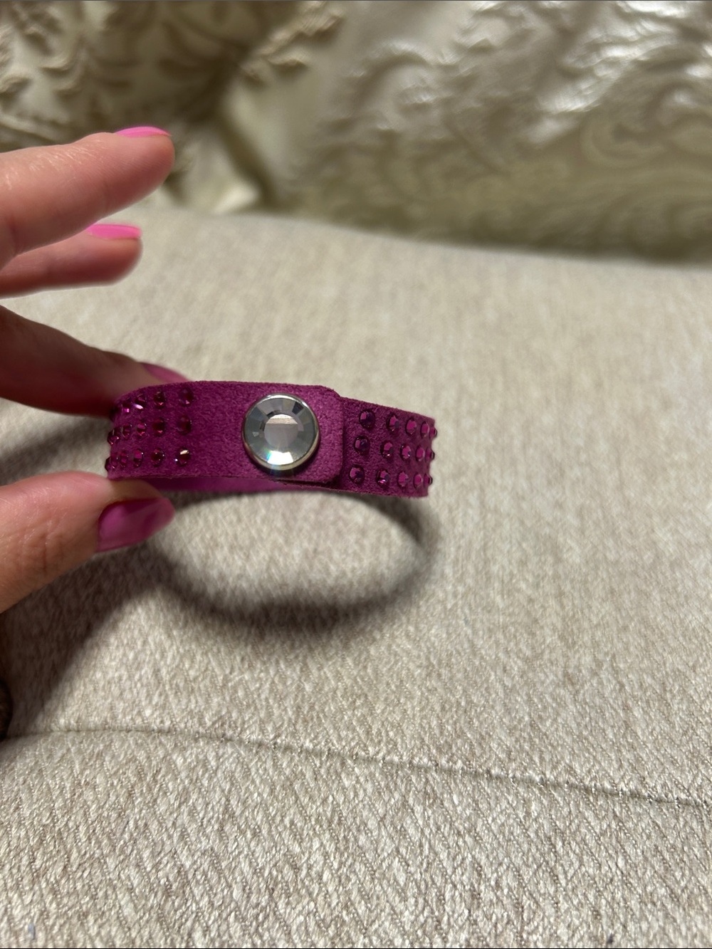 Swarovski Pink Crystal Accent Suede Bracelet